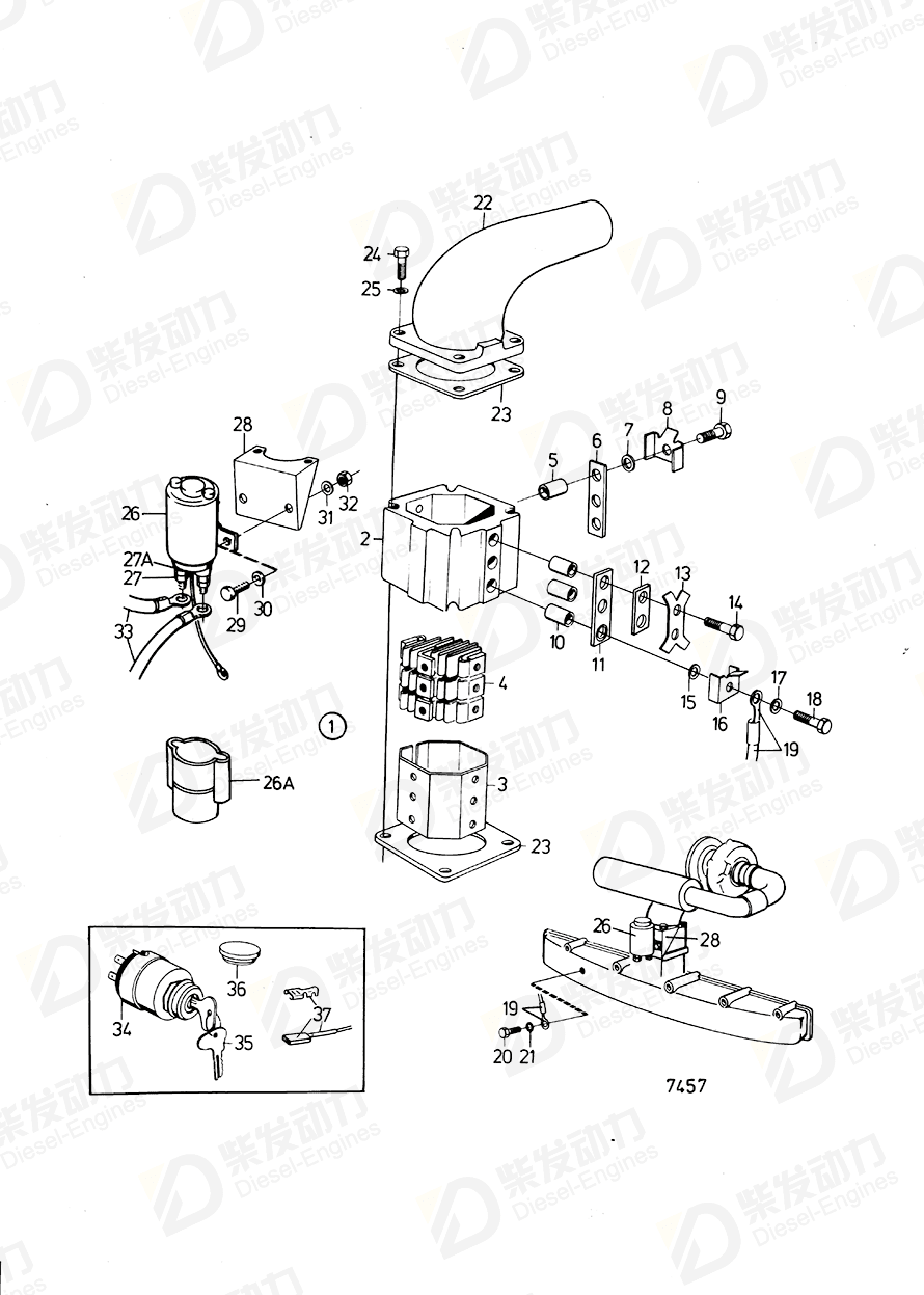 VOLVO Attaching plate 843400 Drawing